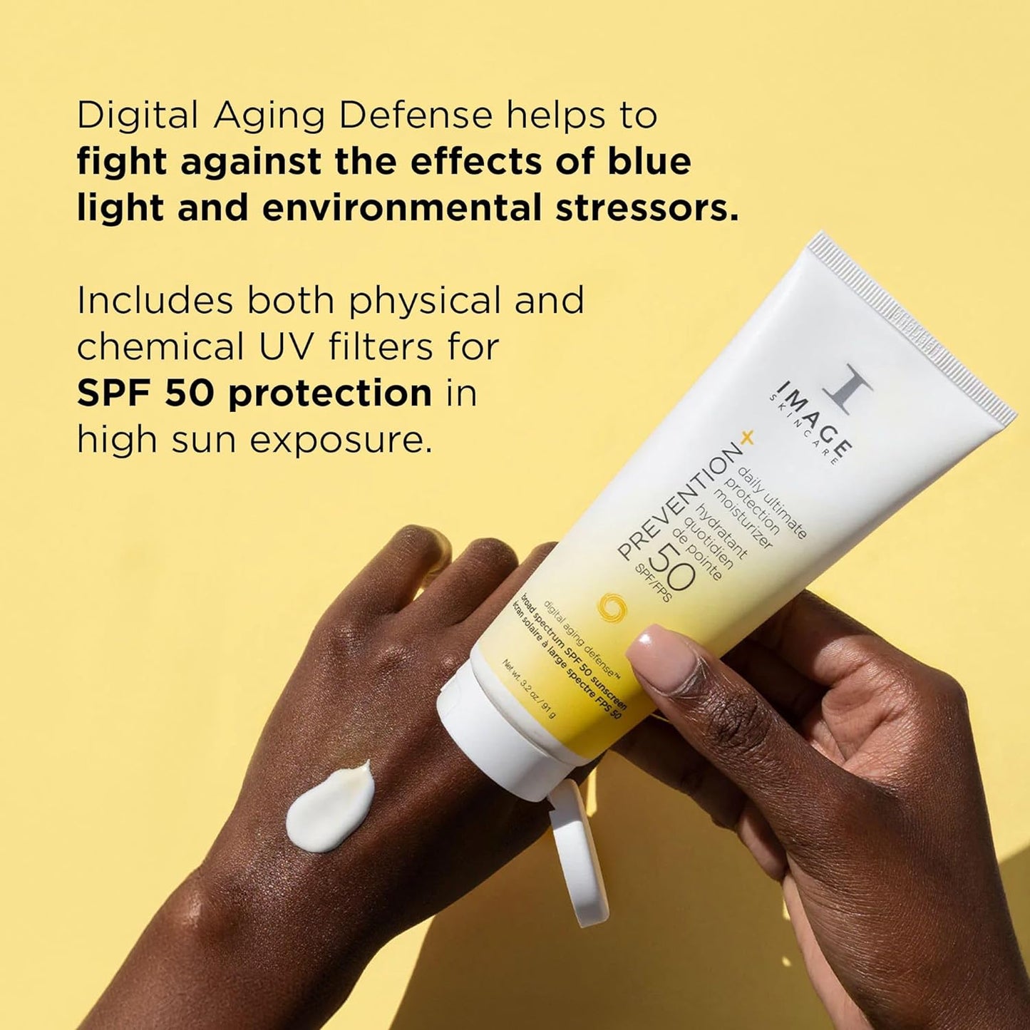 IMAGE Skincare PREVENTION+ Daily Ultimate Protection Moisturizer , SPF 50 Face Sunscreen Lotion, Zinc Oxide, Blendable with No White Cast, 3.2 oz