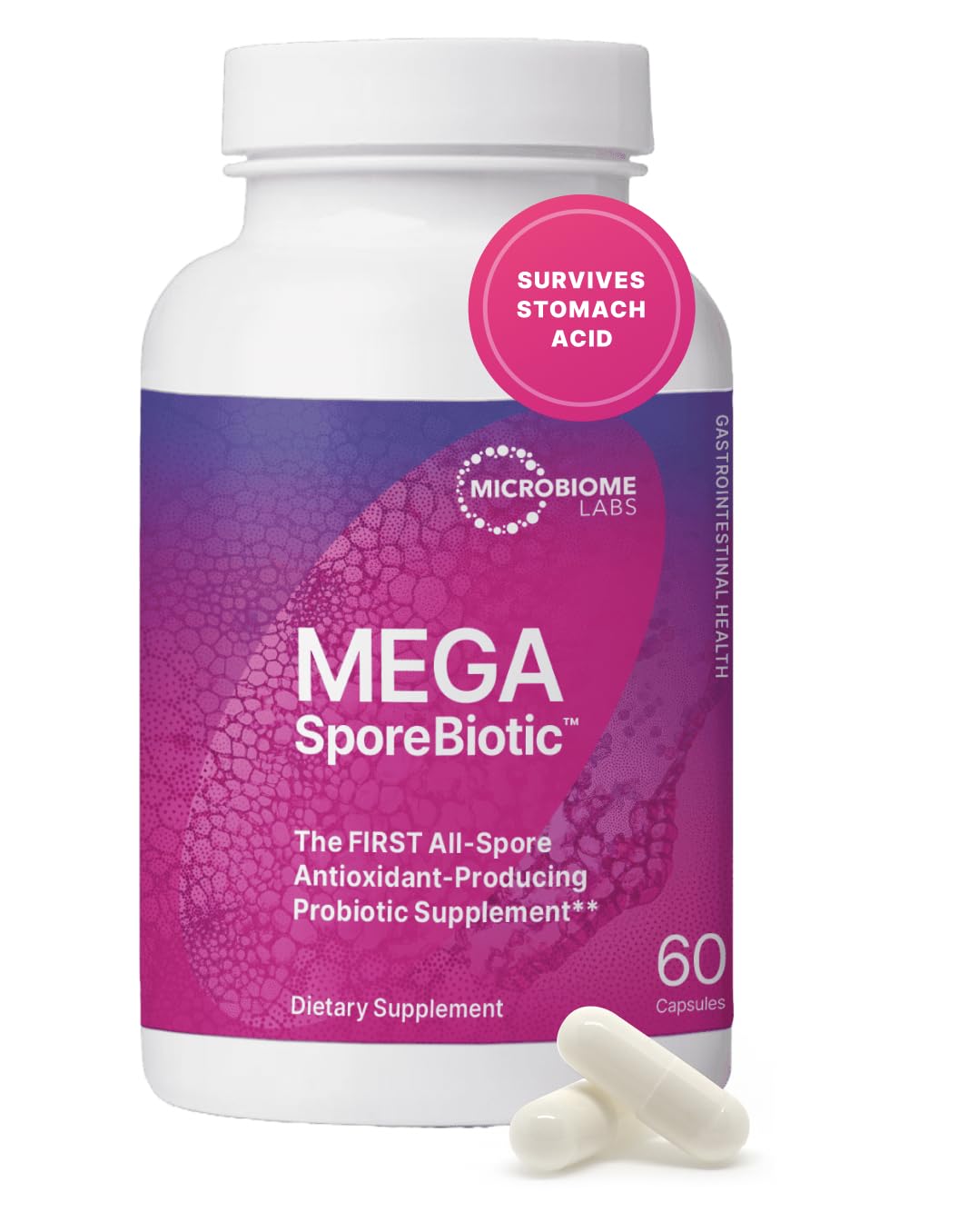 Microbiome Labs MegaSporeBiotic Probiotics for Women & Men - Spore Based Probiotics for Digestive Health - Shelf Stable & Travel-Friendly (60 Capsules)