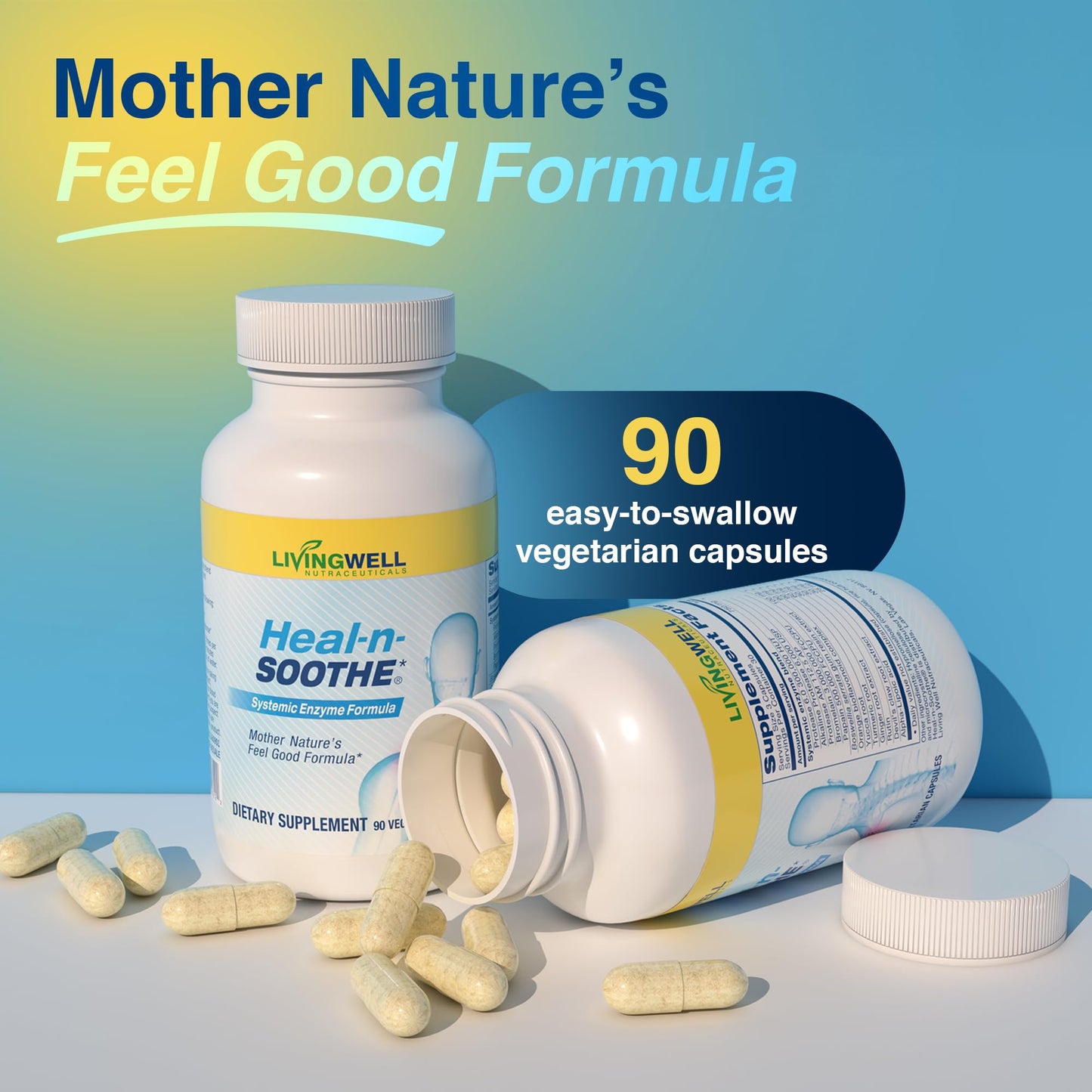HEAL-N-SOOTHE Joint Support Supplements - Proteolytic Enzymes Like Bromelain & Papain, with Boswellia, Turmeric, & Ginger - Promotes Protein Digestive Function & Body Defense Wellness - 90 Count