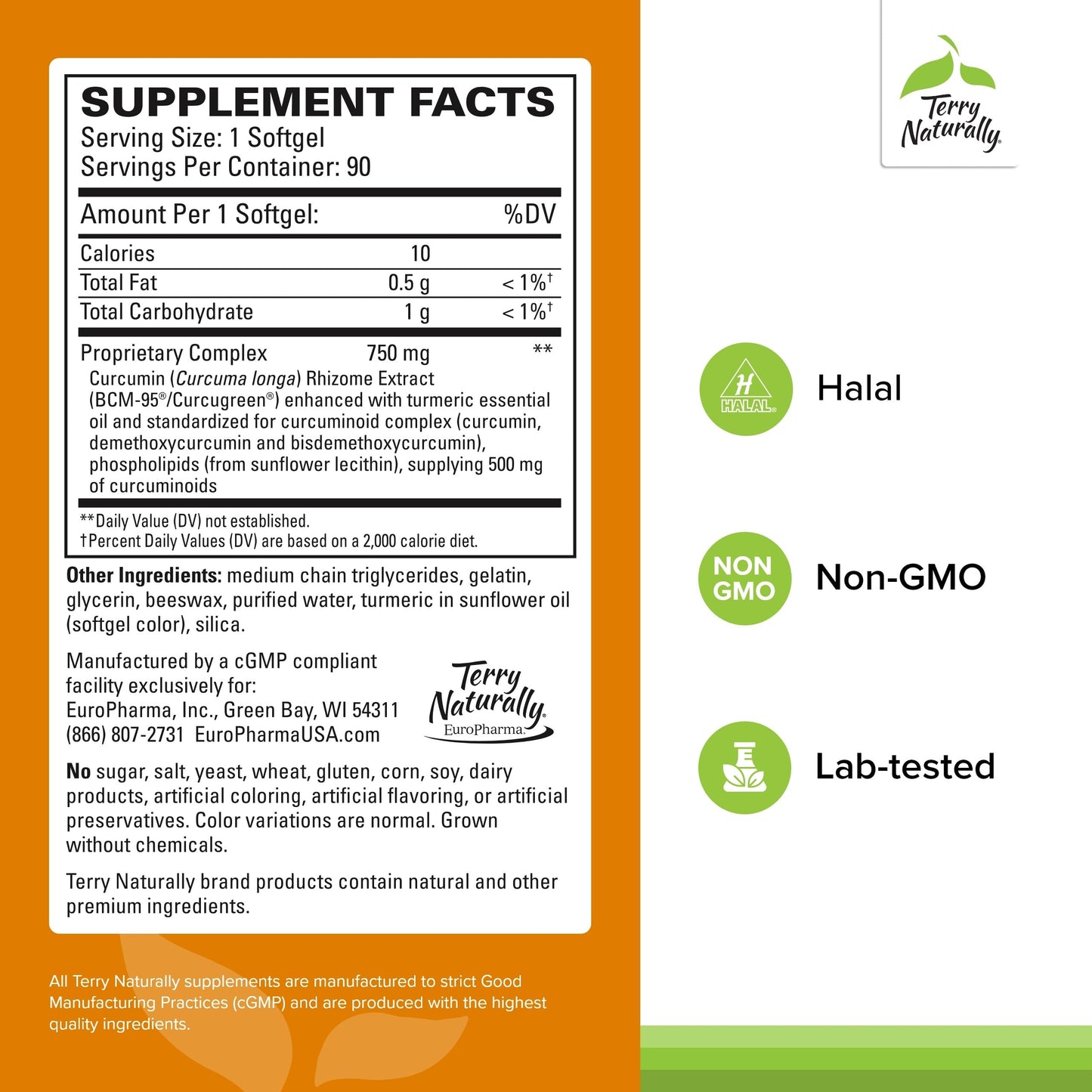 Terry Naturally CuraMed 750 mg - Antioxidant Supplement for Brain & Heart Health Support - Supplement with High-Potency Curcumin Complex - Kidney, Liver & Immune Health Support - 120 Softgels (1 Pack)