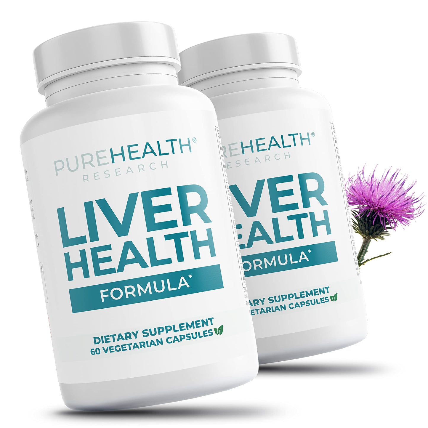 PUREHEALTH RESEARCH Liver Health – Liver Cleanse Detox & Repair with Artichoke Extract, Milk Thistle, Dandelion Root, Turmeric, Beet Root to Healthy Liver Renew with 11 Natural Nutrients, 60 Capsules